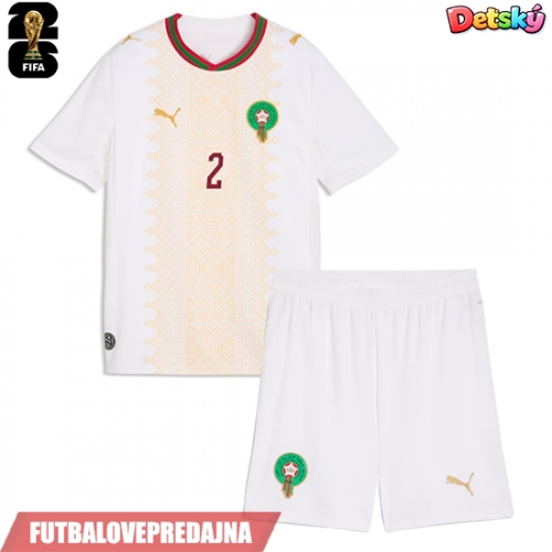 Lacne Dětský Futbalové dres Maroko Achraf Hakimi #2 MS 2026 Krátky Rukáv - Preč (+ trenírky)